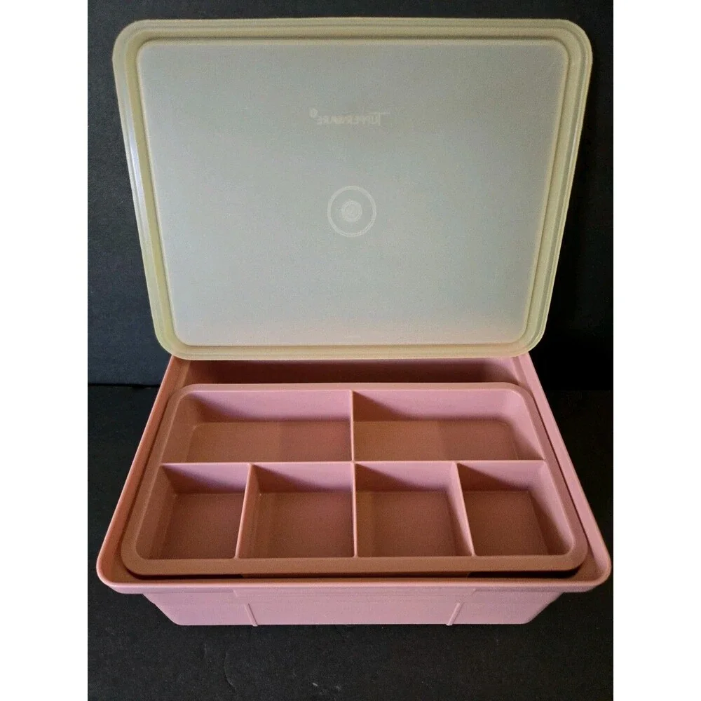 Vintage Tupperware Tuppercraft Stow N Go 3 pc Craft Storage Container